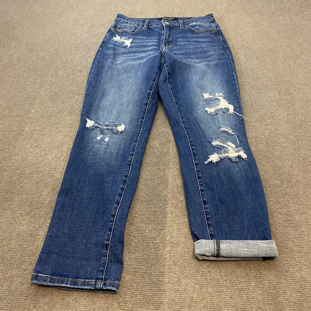 Judy Blue‎ Boyfriend Jeans Womens 3/26 Mid Rise Distressed Stretch JB88306MD